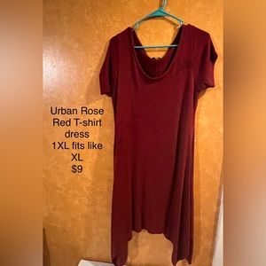 Urban rose t shirt dress. Red color